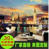 泰晤士河城市夜景浪漫大型壁画咖啡餐厅个性主题无缝壁画
